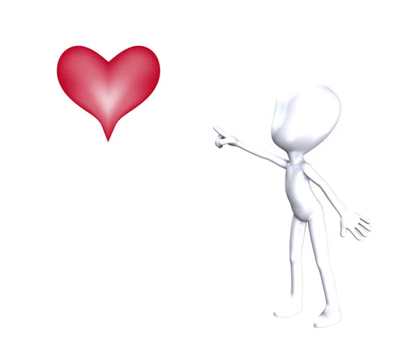 Uma Figura Simples Apontando Para Coração Amor — Fotografia de Stock