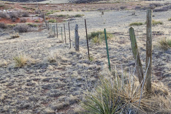 Recinzione Filo Spinato Bestiame Nel Ranch Semi Deserto Nel Nord — Foto Stock