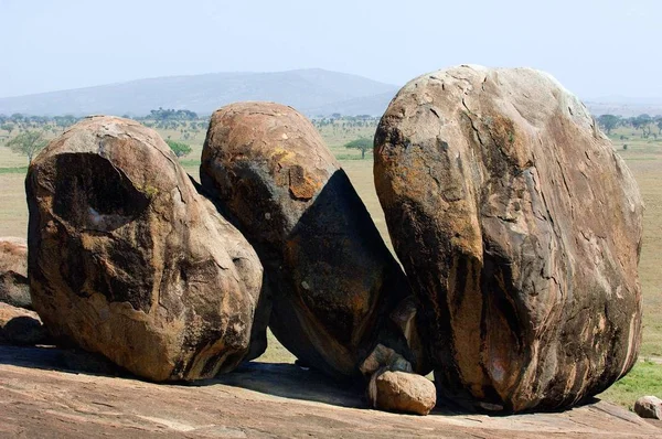 Big Boulders Lying Top Large Solid Rock Landscape — Stock Photo, Image