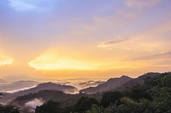 Vacker Skymning Landskap Regnskogen Thailand — Stockfoto