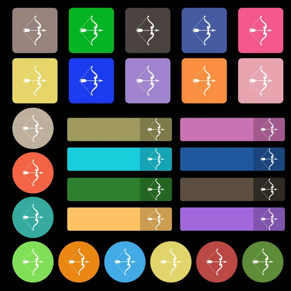 Arco Flecha Signo Icono Set Veintisiete Botones Planos Multicolores Ilustración —  Fotos de Stock