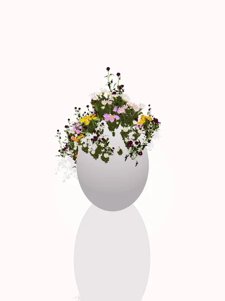 Концептуальное Изображение Показывающее Пасхальное Яйцо Дающее Жизнь Цветам — стоковое фото