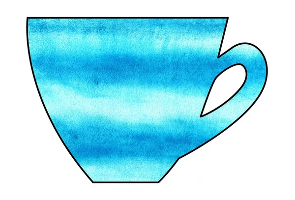 Fincan Çay Kahve Yapımı Suluboya Karma Ortam Kağıt Kesti Çay — Stok fotoğraf