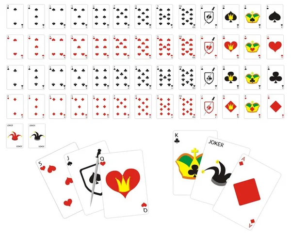 Illustration Full Deck Simple Playing Cards — Stock Photo, Image