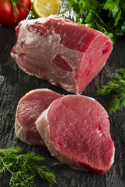 Νόστιμο Κρέας Στο Παρασκήνιο Κοντινό — Φωτογραφία Αρχείου