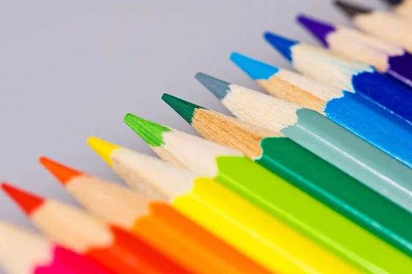 Crayons Bois Couleur Vive Gros Plan Arrière Plan — Photo