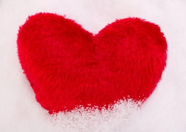 Red Heart Snow — Stock Photo, Image