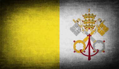 Flag of Vatican with old texture.  illustration clipart