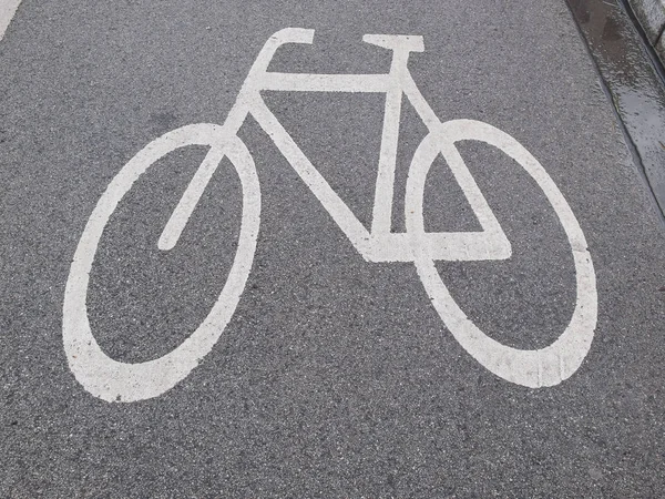 Σημάδι Ποδηλασίας Λωρίδας Ποδηλάτου — Φωτογραφία Αρχείου