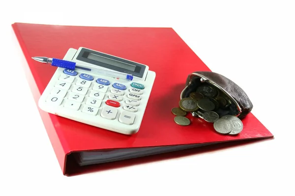 Калькулятор Деньги Другое Оборудование Символ Бизнеса Финансов Изолированные Белом Фоне — стоковое фото