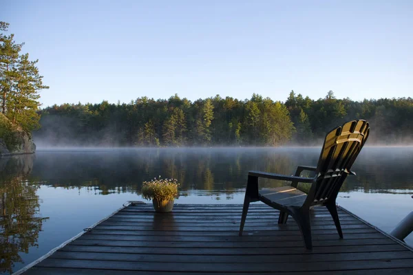 Morning View Bay Dock Weslemkoon Lake — Stock Photo, Image