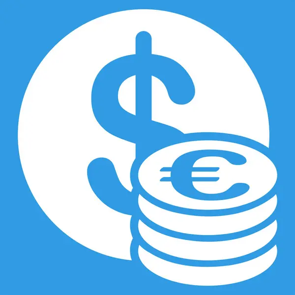 Monedas Euros Estilo Glifo Plano Símbolo Blanco Ángulos Redondeados Fondo — Foto de Stock