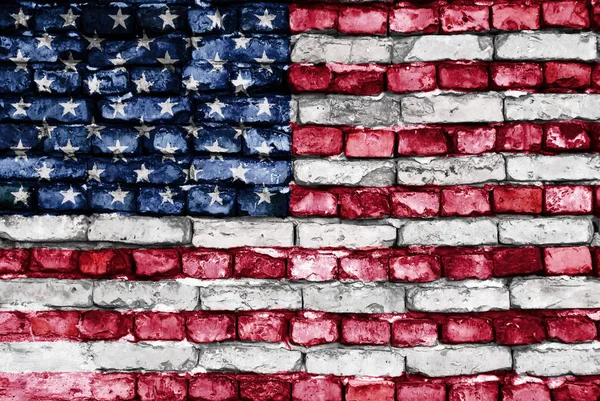 Vlag Van Verenigde Staten Geschilderd Een Oude Bakstenen Muur — Stockfoto