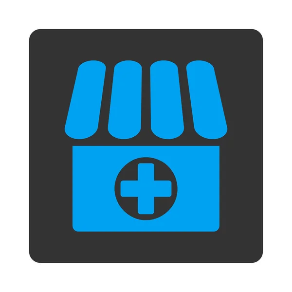 Icono Farmacia Estilo Glifo Azul Gris Botón Cuadrado Redondeado Plano —  Fotos de Stock