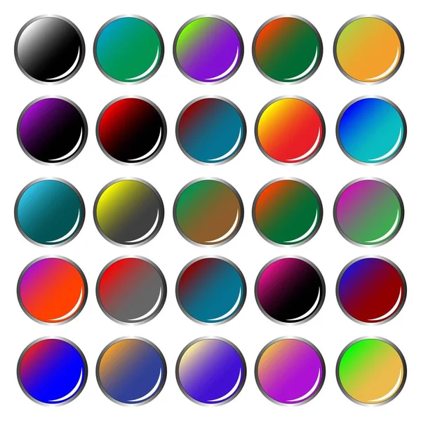 Okrągłe Przyciski Internetowe Kolorowy Białym Tle Streszczenie Wektor Ilustracja — Zdjęcie stockowe