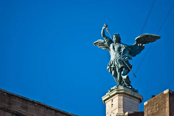 Άγαλμα Του Arcangel Michael Στην Οροφή Του Castel Sant Angelo — Φωτογραφία Αρχείου