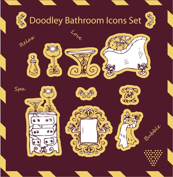 Doodley Etiketleri Şablon Banyo Icons Set — Stok fotoğraf