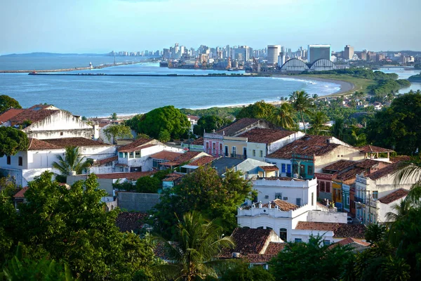 Calle Vista Aérea Olinda Con Recife Fondo Pernambuco Estado Brasileño — Foto de Stock