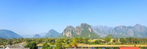 Vang Vieng Panorámája Laosz — Stock Fotó