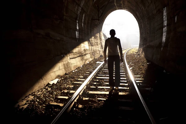 Вихід Темряви Світло Кінці Тунелю — стокове фото