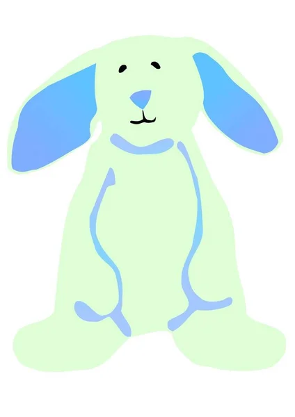 Vector Illustration Blue Easter Bunny Standing Its Hind Legs — Stock Photo, Image