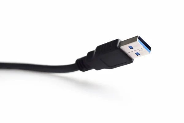 Cavo Usb Nero Close Isolato Sfondo Bianco — Foto Stock