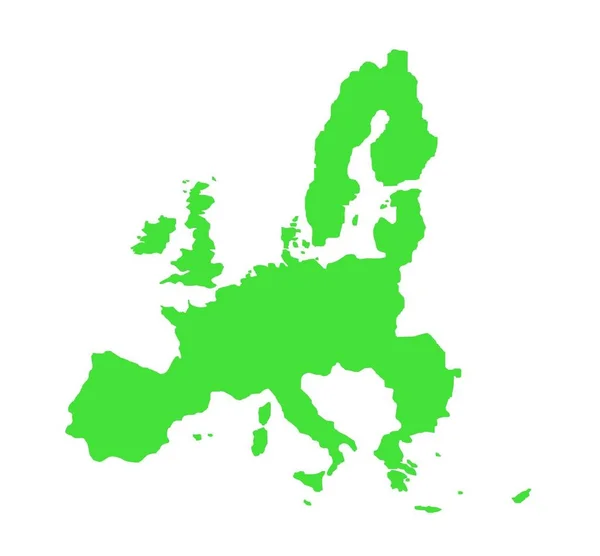 Mapa Esquemático Los Países Unión Económica Europea Verde Aislado Sobre — Foto de Stock