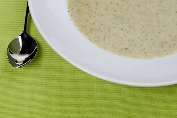 Brokkoli Suppe Einem Weißen Teller — Stockfoto