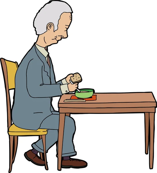 Elderly Businessman Sitting Table Food — Stock Photo, Image