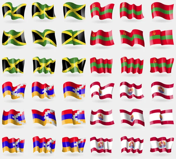 Jamaica Transnistria Karabah Köztársaság Francia Polinézia Halmaza Zászlók Világ Országainak — Stock Fotó