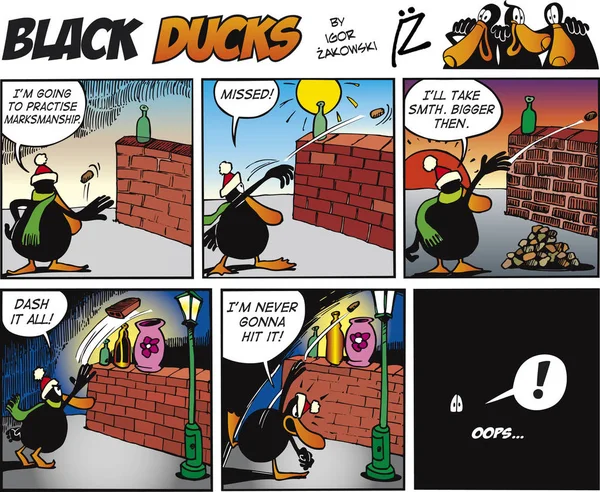 Black Ducks Comic Strip Серия — стоковое фото