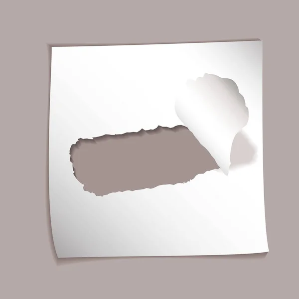 穴が破れ 影を落とす白い正方形の紙の一部 — ストック写真