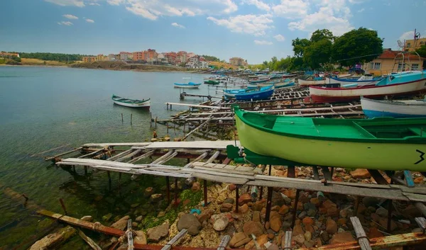 Bateaux Sur Quai Ahtopol Bulgarie — Photo