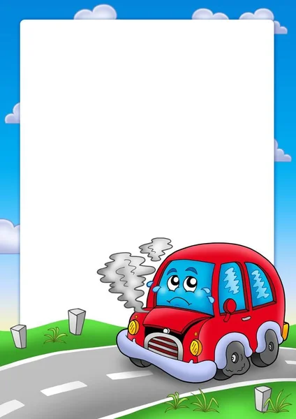 Rama Złamaną Cartoon Car Kolor Ilustracji — Zdjęcie stockowe