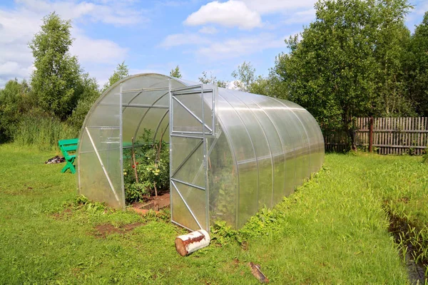 Plastic Hothouse Summer Garden — Stock Photo, Image