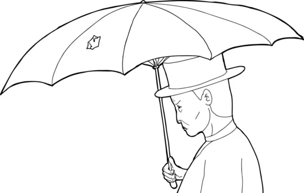 Obrysový Profil Muže Roztržený Deštník — Stock fotografie