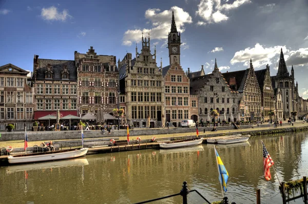 Construção Cidade Velha Ghent Bélgica Hdr — Fotografia de Stock