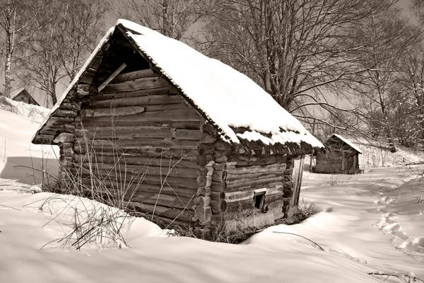 Stará Zemědělská Usedlost Zimním Období — Stock fotografie