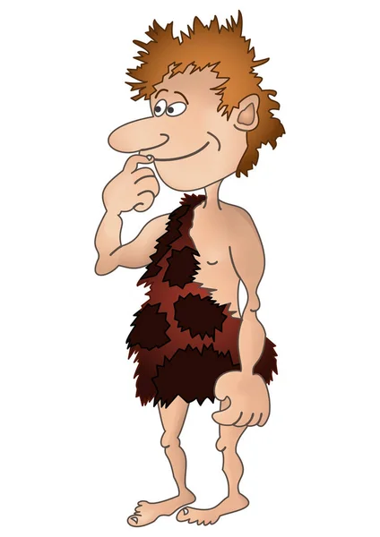 Shaggy Prehistoric Cave Boy Animal Skin Interest Looking Somewhere — Stock Photo, Image