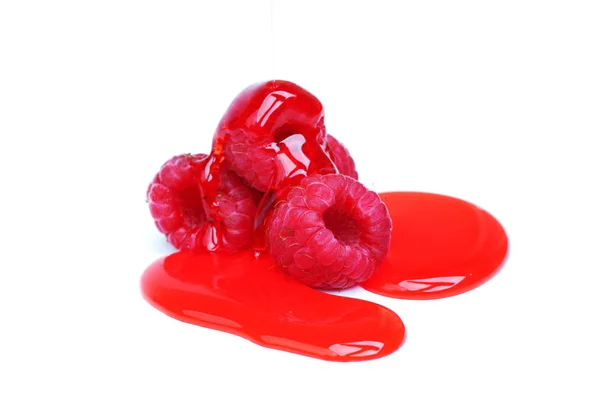 Berry Mixed Pile Syrup Isolated White — Stock Photo, Image