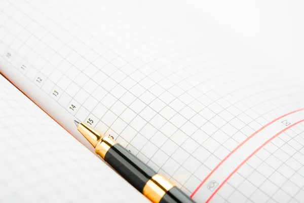 Hoja Limpia Cuaderno Con Bolígrafo — Foto de Stock