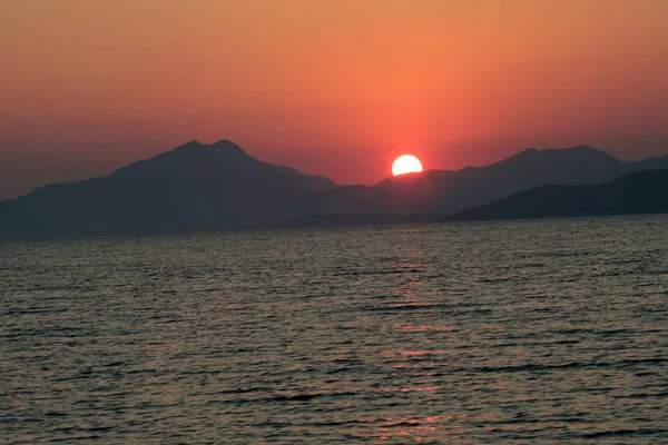 Puesta Sol Mar Egeo —  Fotos de Stock