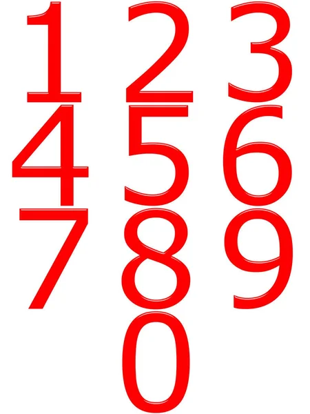 Rote Zahlen Isoliert Weiß — Stockfoto