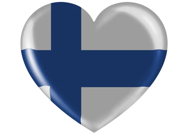 Suomi Finlandia Bandera Finlandesa Pintada Icono Del Corazón Brillante — Foto de Stock
