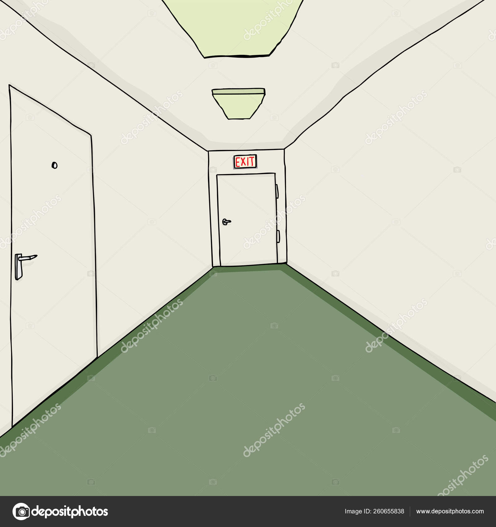 Desenhado Mao Desenho Animado Corredor Fundo Com Carpete Verde Stock Photo C Yayimages 260655838