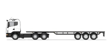 Truck with semitrailer platform. Front view. Isolated render on a white background clipart