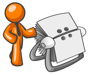Orange Man Beside a directory listing. clipart