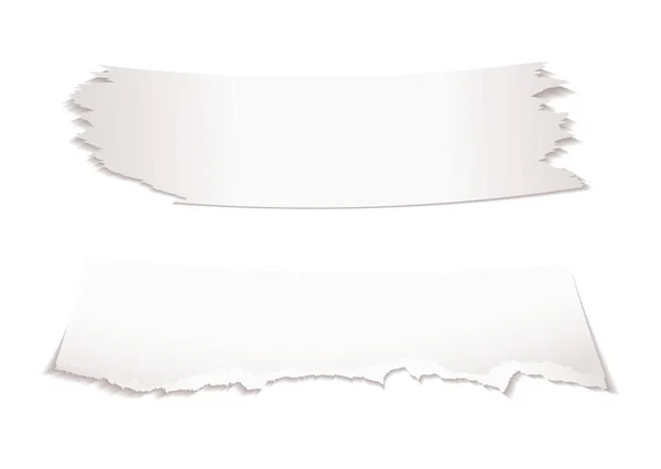Dois Pedaços Papel Branco Rasgado Com Sombra Com Espaço Cópia — Fotografia de Stock
