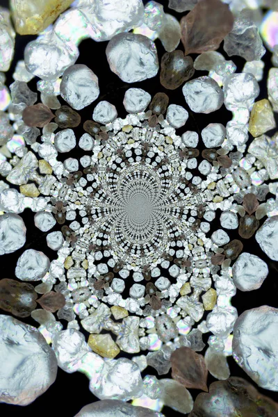 Mikroaufnahmen Von Sandkörnern Polarisiertem Licht Kaleidoskopisch — Stockfoto
