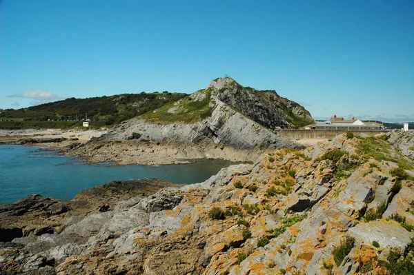 Costa Swansea Gales Con Cielo Azul — Foto de Stock